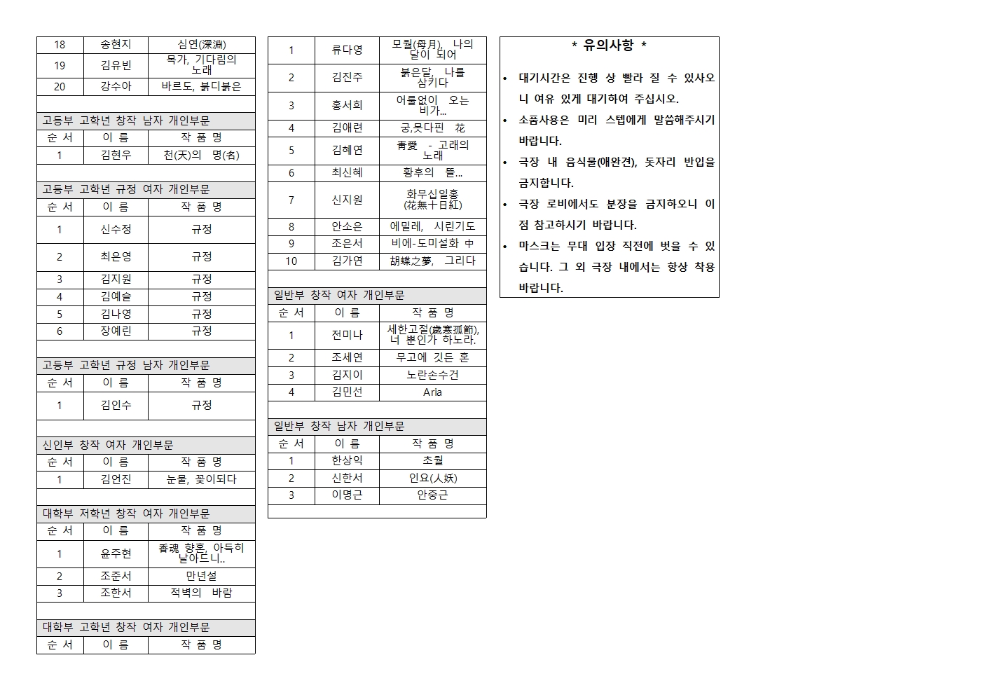 제17회 보훈전국무용경연대회 계당홀 순서표004.jpg